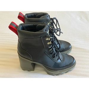 SOREL Sz 8 Brex Heel Lace Bootie $200 Green Dark Moss